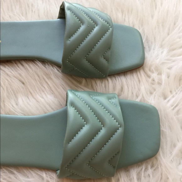 Sea Foam Quilted Square Toe Sandals - Picture 6 of 16